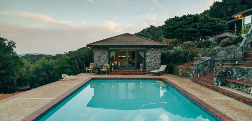 Outside pool luxury chalet